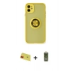 MARSİLYAN™- iPhone 11 Kılıf Yörünge Çizgi - Siyah Joko Magic 5D Hayalet Cam + Rainbow Kamera Lens Koruma Cam - KI