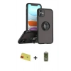 MARSİLYAN™- iPhone 11 Kılıf Yörünge Çizgi - Siyah Joko Magic 5D Hayalet Cam + Rainbow Kamera Lens Koruma Cam - KI
