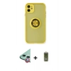 MARSİLYAN™- iPhone 11 Kılıf Yörünge Çizgi - Siyah Joko Magic 5D Hayalet Cam + Raze Metal Kamera Lens - KI