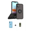 MARSİLYAN™- iPhone 11 Kılıf Yörünge Çizgi - Siyah Joko Magic 5D Hayalet Cam + Neon Fosforlu Kamera Lens - MI