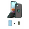 MARSİLYAN™- iPhone 11 Kılıf Yörünge Çizgi - Siyah Joko Magic 5D Hayalet Cam + Neon Fosforlu Kamera Lens - MI