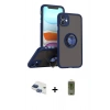 MARSİLYAN™- iPhone 11 Kılıf Yörünge Çizgi - Siyah Joko Magic 5D Hayalet Cam + Pers Alüminyum Kamera Lens - LT