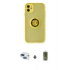 MARSİLYAN™- iPhone 11 Kılıf Yörünge Çizgi - Siyah Joko Magic 5D Hayalet Cam + Pers Alüminyum Kamera Lens - LT