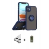 MARSİLYAN™- iPhone 11 Kılıf Yörünge Çizgi - Siyah Joko Magic 5D Hayalet Cam + Raze Metal Kamera Lens - GS