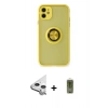 MARSİLYAN™- iPhone 11 Kılıf Yörünge Çizgi - Siyah Joko Magic 5D Hayalet Cam + Raze Metal Kamera Lens - GS