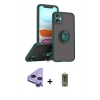 MARSİLYAN™- iPhone 11 Kılıf Yörünge Çizgi - Siyah Joko Magic 5D Hayalet Cam + Raze Metal Kamera Lens - MR