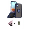 MARSİLYAN™- iPhone 11 Kılıf Yörünge Çizgi - Siyah Joko Magic 5D Hayalet Cam + Raze Metal Kamera Lens - SH