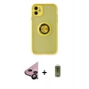MARSİLYAN™- iPhone 11 Kılıf Yörünge Çizgi - Siyah Joko Magic 5D Hayalet Cam + Raze Metal Kamera Lens - SH