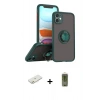 MARSİLYAN™- iPhone 11 Kılıf Yörünge Çizgi - Siyah Joko Magic 5D Hayalet Cam + Renkli Kamera Lens Koruma Cam - TU