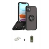 MARSİLYAN™- iPhone 11 Kılıf Yörünge Çizgi - Siyah Joko Magic 5D Hayalet Cam + Renkli Kamera Lens Koruma Cam - TU