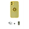 MARSİLYAN™- iPhone 11 Kılıf Yörünge Çizgi - Siyah Joko Magic 5D Hayalet Cam + Pers Alüminyum Kamera Lens - YL