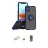MARSİLYAN™- iPhone 11 Kılıf Yörünge Çizgi - Siyah Joko Magic 5D Hayalet Cam + Renkli Kamera Lens Koruma Cam - YL