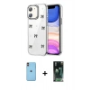MARSİLYAN™- iPhone 11 Kılıf Yörünge Form - Şeffaf 360 Full Body Arka Koruyucu + Neon Fosforlu Kamera Lens - TU