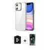 MARSİLYAN™- iPhone 11 Kılıf Yörünge Form - Şeffaf 360 Full Body Arka Koruyucu + PVD Metal Kamera Lens - TU