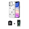 MARSİLYAN™- iPhone 11 Kılıf Yörünge Form - Şeffaf 360 Full Body Arka Koruyucu + PVD Metal Kamera Lens - TU