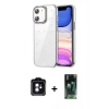 MARSİLYAN™- iPhone 11 Kılıf Yörünge Form - Şeffaf 360 Full Body Arka Koruyucu + PVD Metal Kamera Lens - YL
