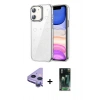 MARSİLYAN™- iPhone 11 Kılıf Yörünge Form - Şeffaf 360 Full Body Arka Koruyucu + Raze Metal Kamera Lens - MR