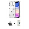 MARSİLYAN™- iPhone 11 Kılıf Yörünge Form - Şeffaf Pasifik Cam Ekran Koruyucu + Kamera Lens Koruma Cam - SF