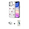 MARSİLYAN™- iPhone 11 Kılıf Yörünge Form - Şeffaf Pasifik Cam Ekran Koruyucu + Pers Alüminyum Kamera Lens - YL