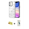 MARSİLYAN™- iPhone 11 Kılıf Yörünge Form - Şeffaf Pasifik Cam Ekran Koruyucu + Rainbow Kamera Lens Koruma Cam - KI