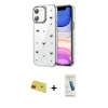 MARSİLYAN™- iPhone 11 Kılıf Yörünge Form - Şeffaf Pasifik Cam Ekran Koruyucu + Rainbow Kamera Lens Koruma Cam - KI