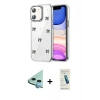 MARSİLYAN™- iPhone 11 Kılıf Yörünge Form - Şeffaf Pasifik Cam Ekran Koruyucu + Raze Metal Kamera Lens - MI