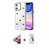 MARSİLYAN™- iPhone 11 Kılıf Yörünge Form - Şeffaf Pasifik Cam Ekran Koruyucu + Raze Metal Kamera Lens - SH