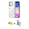 MARSİLYAN™- iPhone 11 Kılıf Yörünge Form - Şeffaf Royal Nano Ekran Koruyucu + Rainbow Kamera Lens Koruma Cam - KI