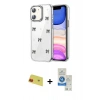 MARSİLYAN™- iPhone 11 Kılıf Yörünge Form - Şeffaf Royal Nano Ekran Koruyucu + Rainbow Kamera Lens Koruma Cam - KI