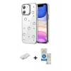 MARSİLYAN™- iPhone 11 Kılıf Yörünge Form - Şeffaf Royal Nano Ekran Koruyucu + Renkli Kamera Lens Koruma Cam - SI