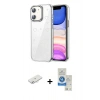 MARSİLYAN™- iPhone 11 Kılıf Yörünge Form - Şeffaf Royal Nano Ekran Koruyucu + Renkli Kamera Lens Koruma Cam - SI