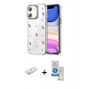 MARSİLYAN™- iPhone 11 Kılıf Yörünge Form - Şeffaf Royal Nano Ekran Koruyucu + Renkli Kamera Lens Koruma Cam - SI