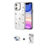 MARSİLYAN™- iPhone 11 Kılıf Yörünge Form - Şeffaf Uv Polymer Nano Ekran Koruyucu + Pers Alüminyum Kamera Lens - GI