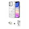 MARSİLYAN™- iPhone 11 Kılıf Yörünge Form - Şeffaf Uv Polymer Nano Ekran Koruyucu + Pers Alüminyum Kamera Lens - GD