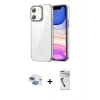 MARSİLYAN™- iPhone 11 Kılıf Yörünge Form - Şeffaf Uv Polymer Nano Ekran Koruyucu + Pers Alüminyum Kamera Lens - GI