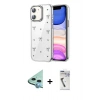 MARSİLYAN™- iPhone 11 Kılıf Yörünge Form - Şeffaf Uv Polymer Nano Ekran Koruyucu + Raze Metal Kamera Lens - MI