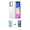 MARSİLYAN™- iPhone 11 Kılıf Yörünge Form - Siyah 34D Hayalet Izgaralı Cam + Neon Fosforlu Kamera Lens - TU
