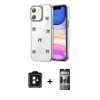 MARSİLYAN™- iPhone 11 Kılıf Yörünge Form - Siyah 34D Hayalet Izgaralı Cam + PVD Metal Kamera Lens - SH