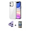 MARSİLYAN™- iPhone 11 Kılıf Yörünge Form - Siyah 34D Hayalet Izgaralı Cam + Raze Metal Kamera Lens - MR