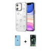 MARSİLYAN™- iPhone 11 Kılıf Yörünge Form - Siyah 360 Mat Full Body Arka Koruyucu + Neon Fosforlu Kamera Lens - TU