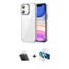MARSİLYAN™- iPhone 11 Kılıf Yörünge Form - Siyah 3D Antistatik Cam Ekran Koruyucu + Kamera Lens Koruma Cam - SF
