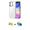 MARSİLYAN™- iPhone 11 Kılıf Yörünge Form - Siyah 3D Antistatik Cam Ekran Koruyucu + Rainbow Kamera Lens Koruma Cam - KI