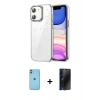 MARSİLYAN™- iPhone 11 Kılıf Yörünge Form - Siyah 3D Antistatik Hayalet Cam Ekran Koruyucu + Neon Fosforlu Kamera Lens - YL