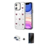 MARSİLYAN™- iPhone 11 Kılıf Yörünge Form - Siyah 3D Antistatik Hayalet Cam Ekran Koruyucu + Pers Alüminyum Kamera Lens - LT