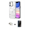 MARSİLYAN™- iPhone 11 Kılıf Yörünge Form - Siyah 3D Antistatik Hayalet Cam Ekran Koruyucu + Pers Alüminyum Kamera Lens - GD
