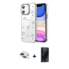 MARSİLYAN™- iPhone 11 Kılıf Yörünge Form - Siyah 3D Antistatik Hayalet Cam Ekran Koruyucu + Pers Alüminyum Kamera Lens - LT