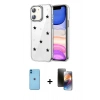 MARSİLYAN™- iPhone 11 Kılıf Yörünge Form - Siyah 3D Antistatik Mat Seramik Nano Ekran Koruyucu + Neon Fosforlu Kamera Lens - MI