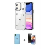 MARSİLYAN™- iPhone 11 Kılıf Yörünge Form - Siyah 3D Antistatik Mat Seramik Nano Ekran Koruyucu + Neon Fosforlu Kamera Lens - YL