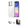 MARSİLYAN™- iPhone 11 Kılıf Yörünge Form - Siyah 3D Antistatik Mat Seramik Nano Ekran Koruyucu + Pers Alüminyum Kamera Lens - GI