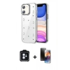 MARSİLYAN™- iPhone 11 Kılıf Yörünge Form - Siyah 3D Antistatik Mat Seramik Nano Ekran Koruyucu + PVD Metal Kamera Lens - MI